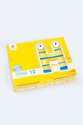 Гуаш, 12 кольорів, по 10 мл., картонна упаковка